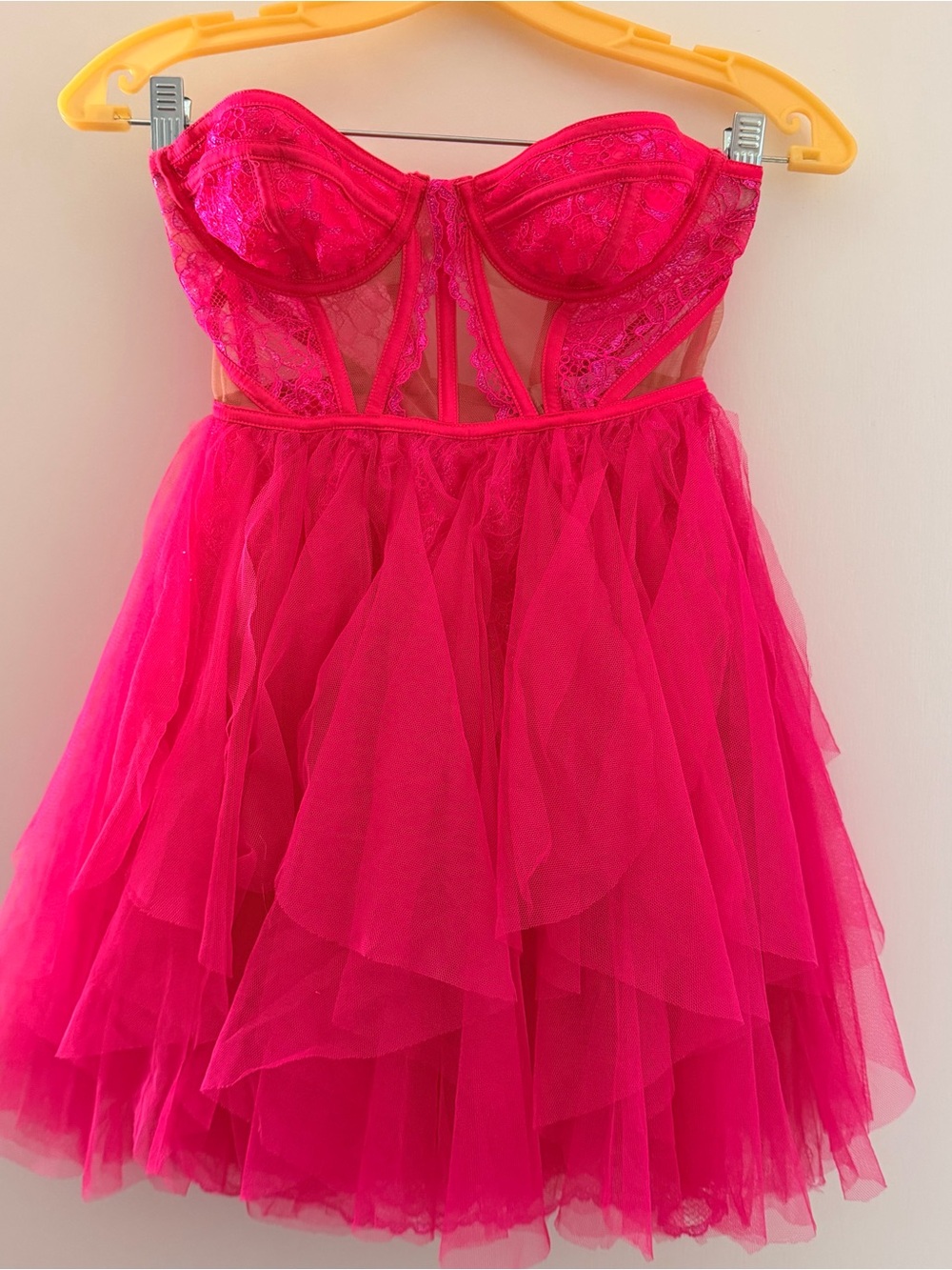 NWT For Love & Lemons Rosario Hot Pink Mini Bustier Dress XS